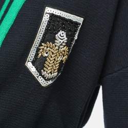 Pre Owned Maje Black Embellished Applique Belted Cardigan M