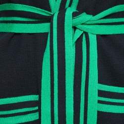 Pre Owned Maje Black Embellished Applique Belted Cardigan M