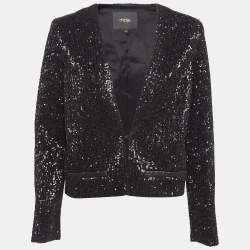 Maje Black Sequin Cropped Jacket S