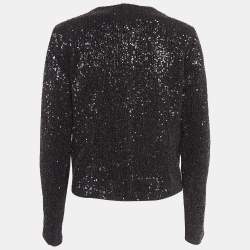 Maje Black Sequin Cropped Jacket S