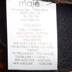 Pre Owned Maje Black Jacquard Lurex Pleated Knee-Length Skirt L