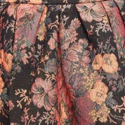 Pre Owned Maje Black Jacquard Lurex Pleated Knee-Length Skirt L