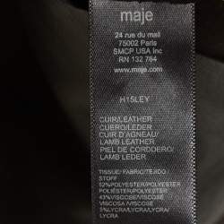 Maje Black Studded Leather and Jersey Sleeveless Top S