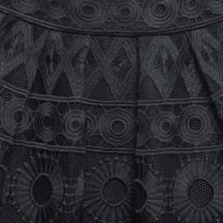 Maje Black Mesh & Lace Midi Skirt L