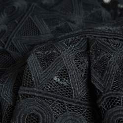 Maje Black Mesh & Lace Midi Skirt L