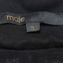 Maje Black Mesh & Lace Midi Skirt L