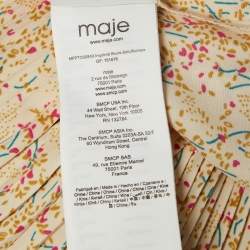 Pre Owned Maje Beige Printed Crepe Plisse Detail Top M