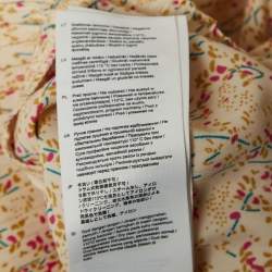 Pre Owned Maje Beige Printed Crepe Plisse Detail Top M