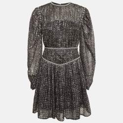 Pre Owned Maje Black Sequin Crepe Pleated Mini Dress S
