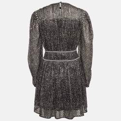 Pre Owned Maje Black Sequin Crepe Pleated Mini Dress S