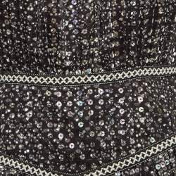 Pre Owned Maje Black Sequin Crepe Pleated Mini Dress S