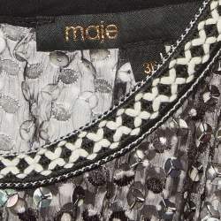 Pre Owned Maje Black Sequin Crepe Pleated Mini Dress S