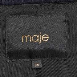 Maje Blue Pinstripe Wool Oversized Blazer XS