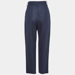 Maje Blue Pinstriped Wool Formal Trousers M