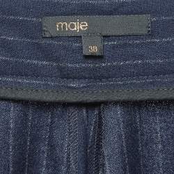 Maje Blue Pinstriped Wool Formal Trousers M