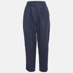 Maje Blue Pinstriped Wool Formal Trousers M