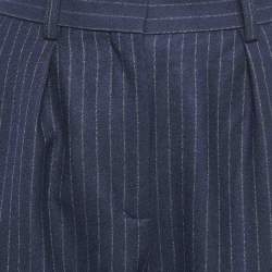Maje Blue Pinstriped Wool Formal Trousers M