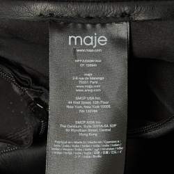 Pre Owned Maje Black Leather Pleated Mini Skirt L