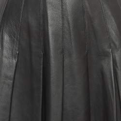 Pre Owned Maje Black Leather Pleated Mini Skirt L