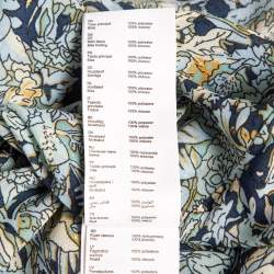 Pre Owned Maje Blue Printed Crepe Neck Tie-Up Mini Dress XS