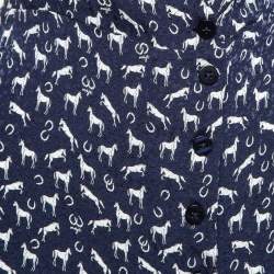 Maje Blue Horse Print Crepe Buttoned Mini Wrap Dress S