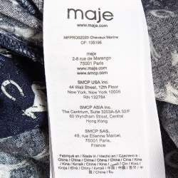 Maje Blue Horse Print Crepe Buttoned Mini Wrap Dress S