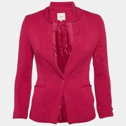 Maje Pink Crinkle Crepe Single Breasted Blazer M
