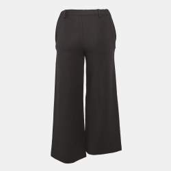 Maje Black Cotton Polaris Wide Leg Crop Trousers XS
