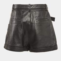 Pre Owned Maje Black Leather Belted Shorts L