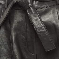 Pre Owned Maje Black Leather Belted Shorts L