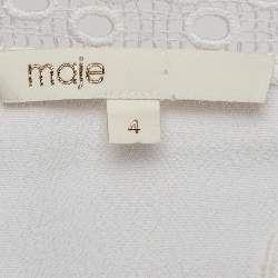 Maje White Crepe Lace Trim Top XL
