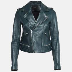 Maje Green Leather Biker Jacket M