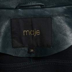 Maje Green Leather Biker Jacket M