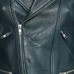 Maje Green Leather Biker Jacket M