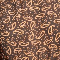 Pre Owned Maje Brown Paisley Print Silk Blend Cut-Out Ruched Maxi Dress S