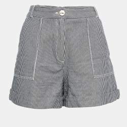 Maje Black/White Stripe Cotton Regular Shorts L