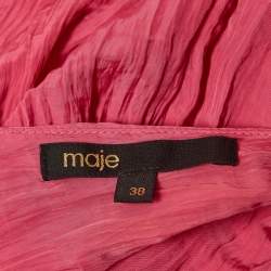 Maje Pink Crinkled Crepe Cut-Out Runeti Midi Dress M