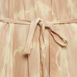 Maje Beige Risotype Tie-Dye Crepe Asymmetric Midi Dress One Size