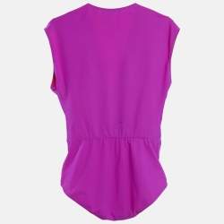 Pre Owned Maje Pink Jersey Plunging Neck Tilio Bodysuit L