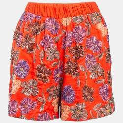 Maje Orange Floral Sequin Embroidered Crepe Izul Shorts L