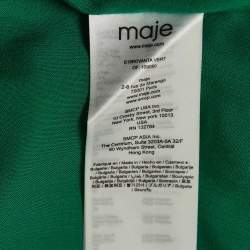 Pre Owned Maje Green Satin Ruffled Rovanta Midi Dress L