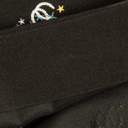 Pre Owned Maje Black Horseshoe Embroidered Crepe Trapeze Mini Skirt M