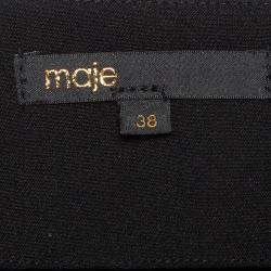 Pre Owned Maje Black Horseshoe Embroidered Crepe Trapeze Mini Skirt M