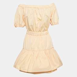 Pre Owned Maje Orange Crepe Tiered Mini Dress M