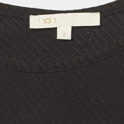 Maje Black Rib Knit One-Shoulder Cropped Top M