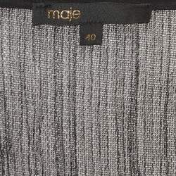 Pre Owned Maje Metallic Lurex Draped V-Neck Mini Dress L