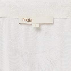 Maje White Ecru Jungle Jacquard Satin Shirt M