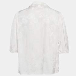 Maje White Ecru Jungle Jacquard Satin Shirt M