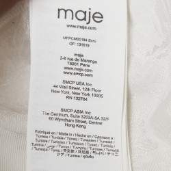 Maje White Ecru Jungle Jacquard Satin Shirt M
