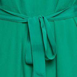 Maje Green Crepe Asymmetric Flared Short Dress S